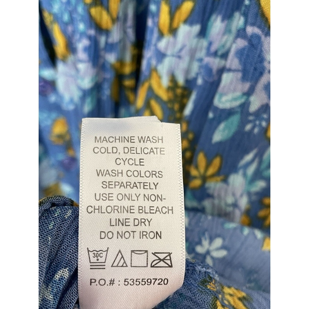 Woman Within Blue Yellow Floral Maxi Button Front Cottage Boho Modest Size 28W - Picture 8 of 9